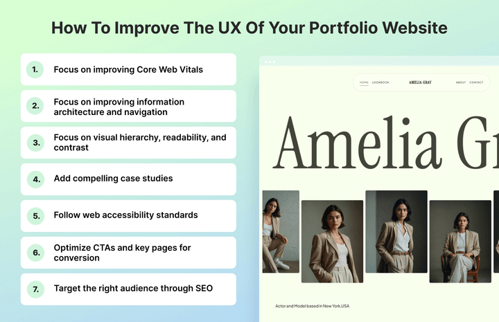 Infographic showing how to improve the UX of your portfolio website