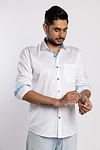 Signature White Premium Cotton Shirt - Summer Sky