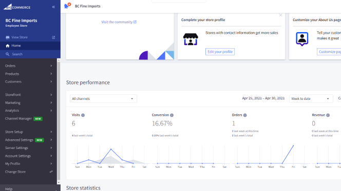 Pulpit nawigacyjny kreatora witryn internetowych BigCommerce