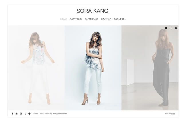 Sito web del portfolio di modelli di Sora Kang