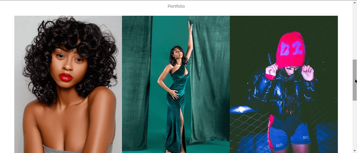 Immagine del sito web del portfolio di modelle di Simone Smith