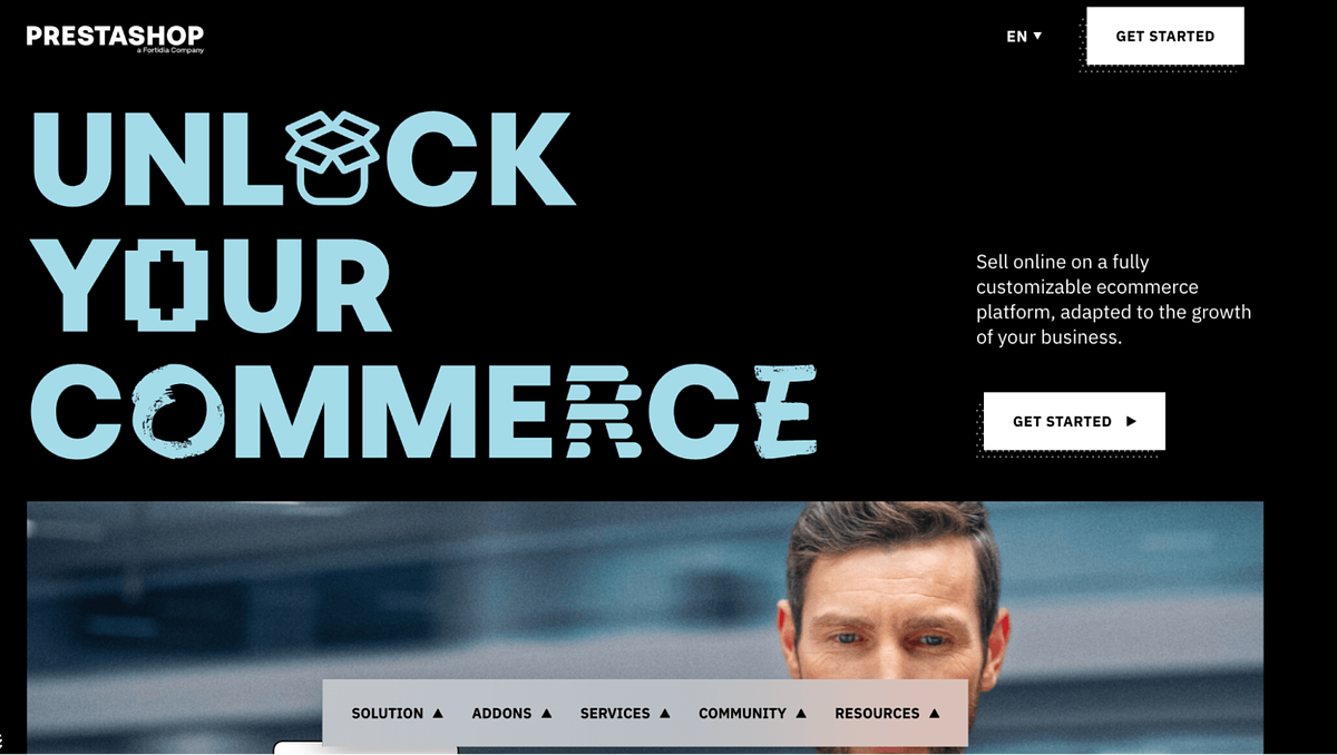 Capture d'écran du créateur de site Web de commerce électronique PrestaShop