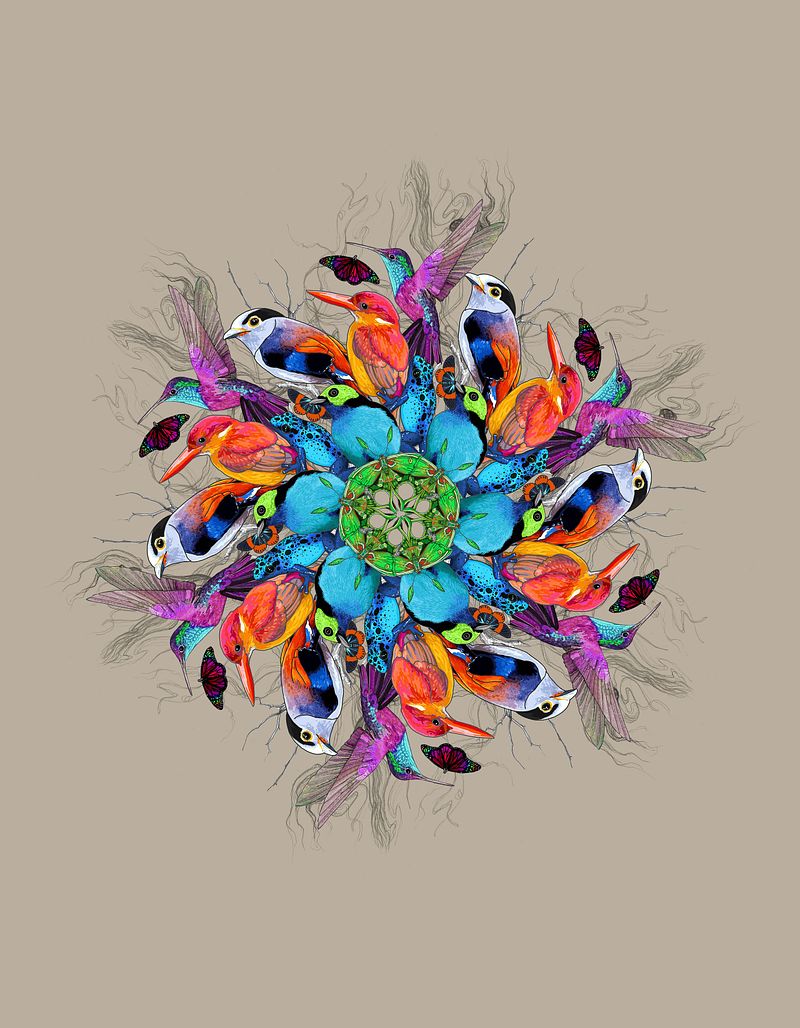 Beautiful Birds Mandala Organic Cotton T-Shirt