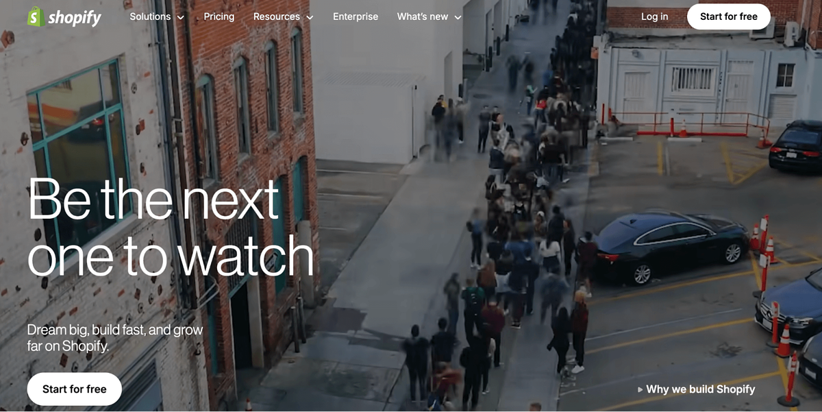 Imagen de la página de inicio de Shopify