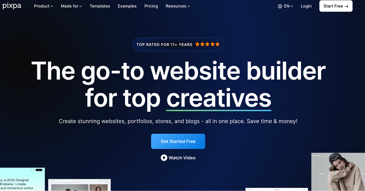 Screenshot of Pixpa