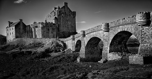 Cityscapes, architecture, castle, medieval, bridge, moat, building, stone, brick, Scotland, United Kingdom, UK,