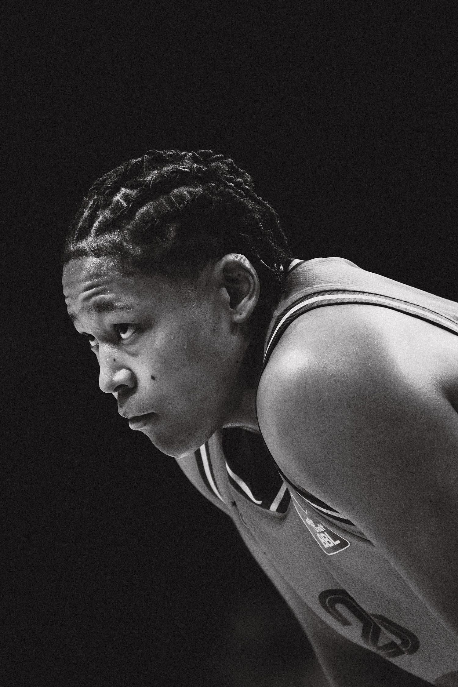 Close-up from basketball player Elias Rapieque from Alba Berlin at Uber Arena