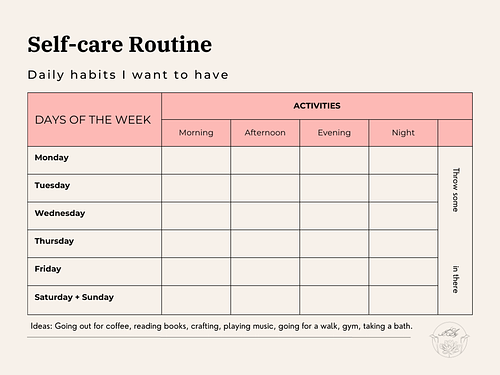 Self-Care Timetable