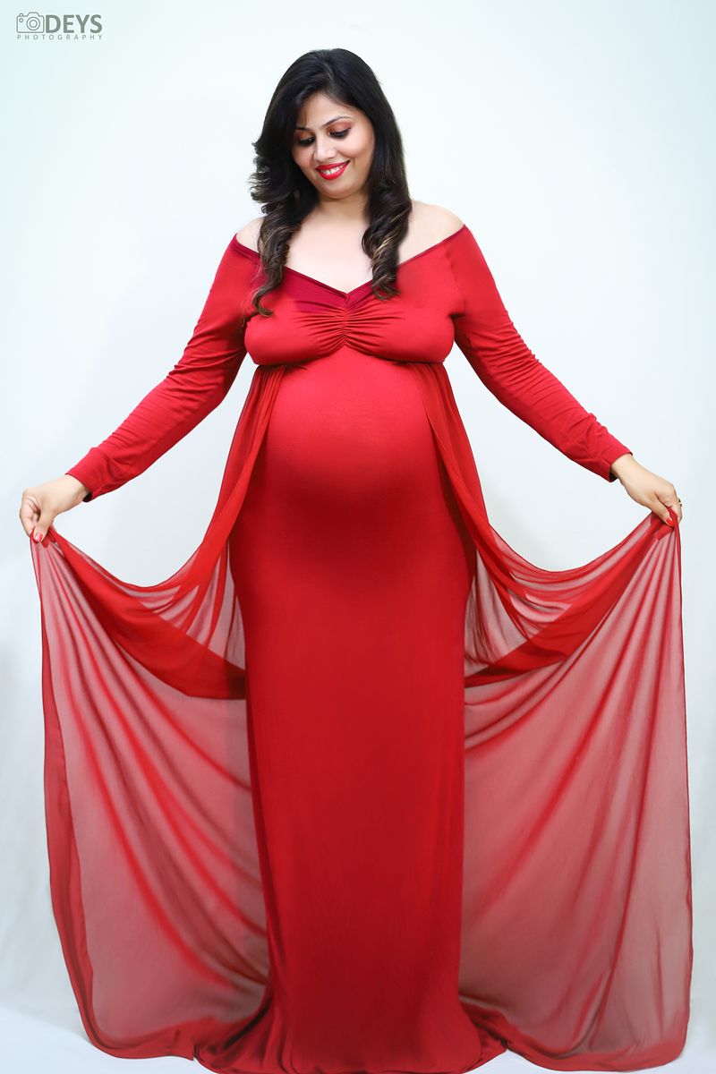 DP006 - Red Wine Full Sleeves Gown