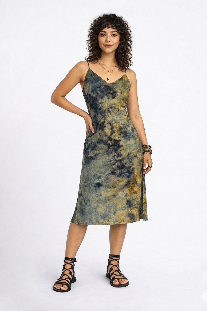 Linen Satin Slip Dress - Golden Hour