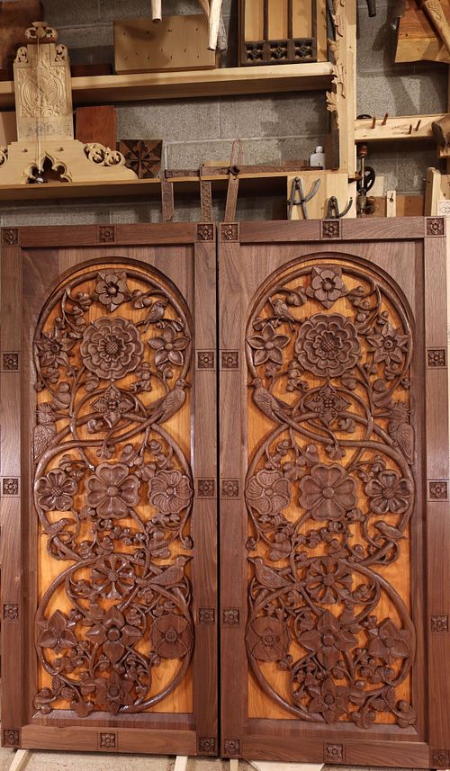 Both of the altarpiece doors are carved and finished and ready for paint