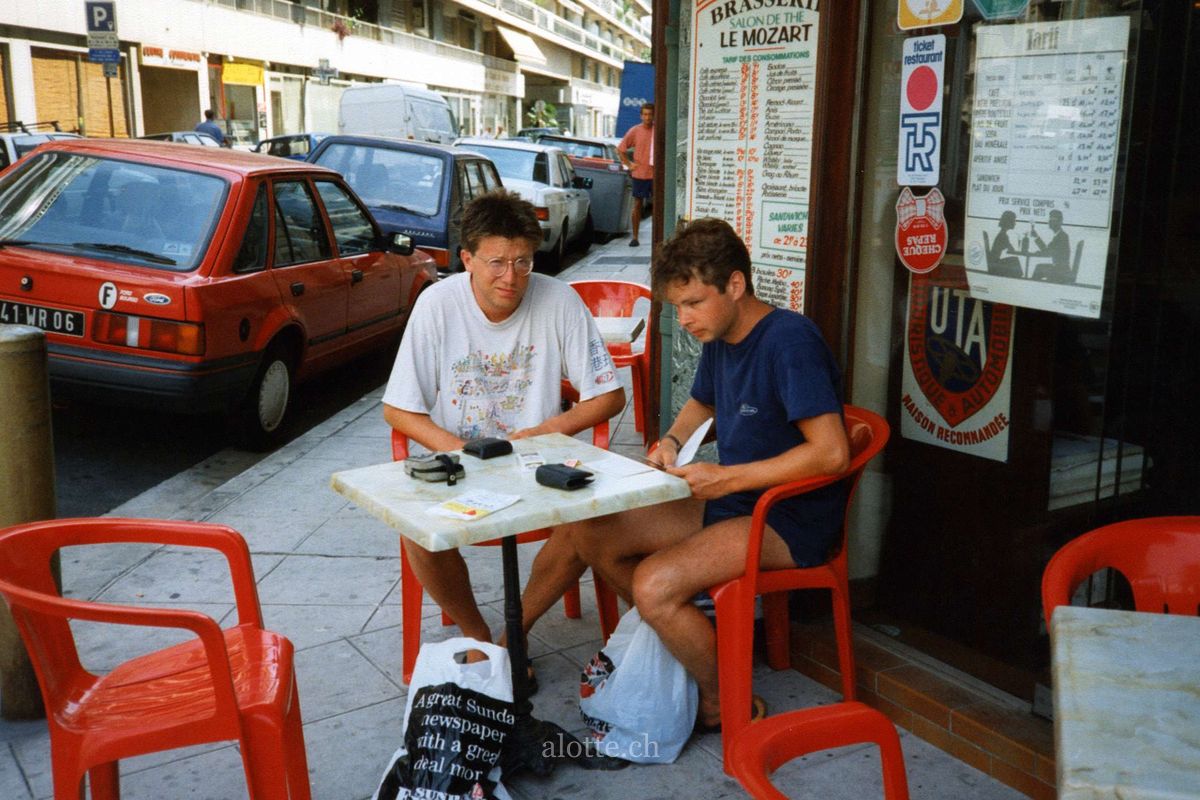 Image of Martin Potter and friend in Nice during Interrail Tour summer 1995 1