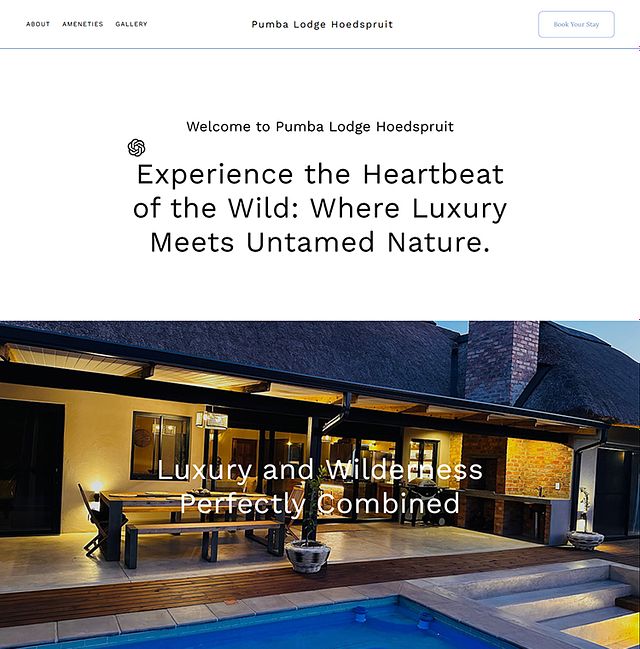 Pumba Lodge Portfolio Website Examples