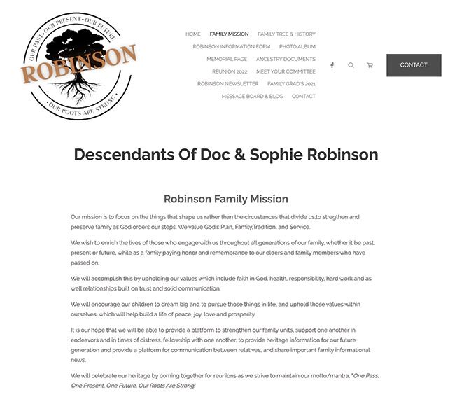 Robinson Family&rsquo;s Website About Us Page