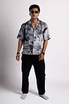 Cuban Collar Shirt - Charcoal Sky