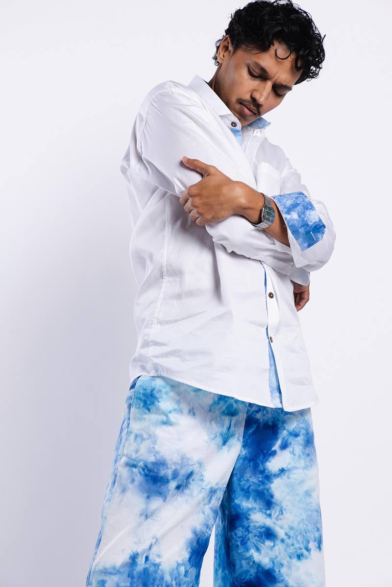 Signature White Premium Cotton Shirt - Summer Sky