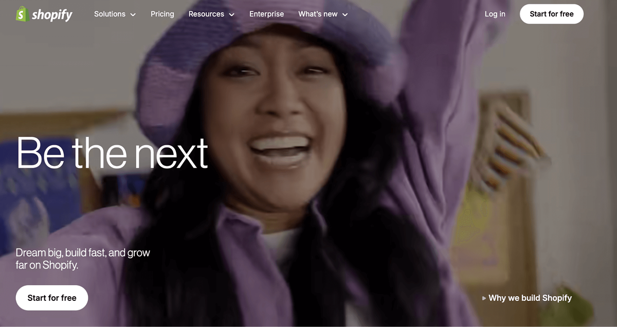 Shopify homepage screenshot