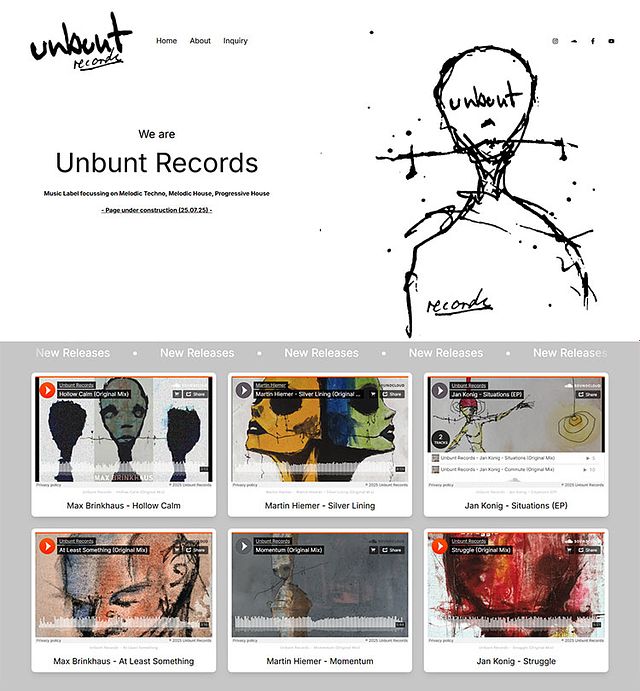 Unburnt Records Portfolio Website Examples