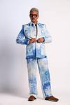 Linen Satin Safari Blazer - Summer Sky