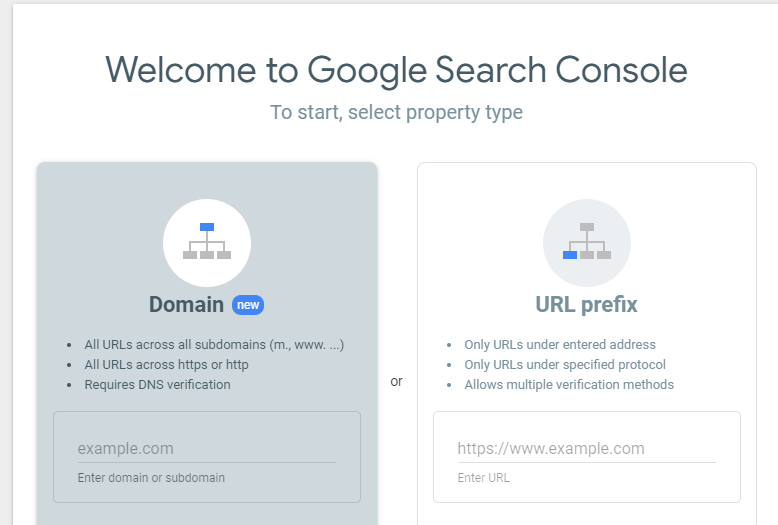 Google Search Console - Aggiunta proprietà