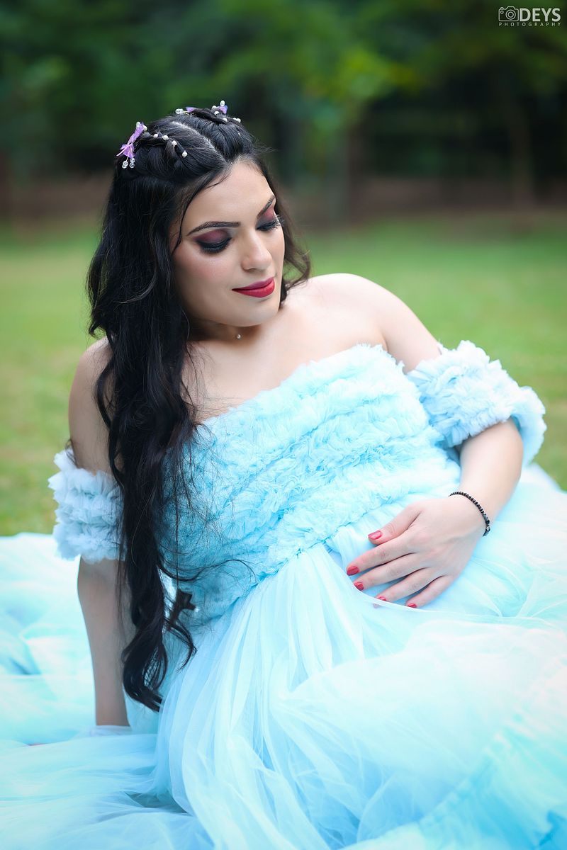 DP016 - Ruffled Cool Blue Gown