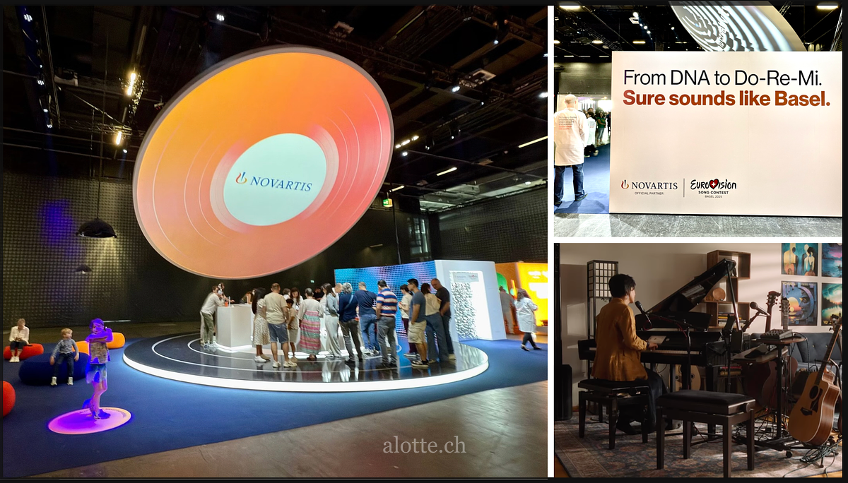Novartis booth, OOH and YouTube videos from 2025 Eurovision 2025 Sponsorship Basel by Martin Potter