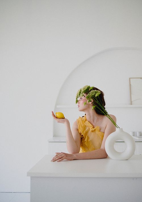 Portrait with bold, vibrant colours in Poznań, cinematic style and minimal composition