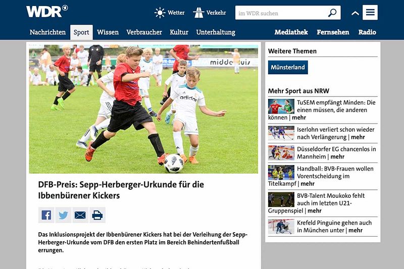 WDR: DFB-Preis für die Ibbenbürener Kickers