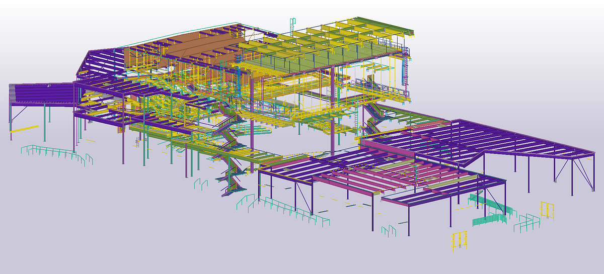 Structural steel detailing of a heavy industrial plant using Tekla