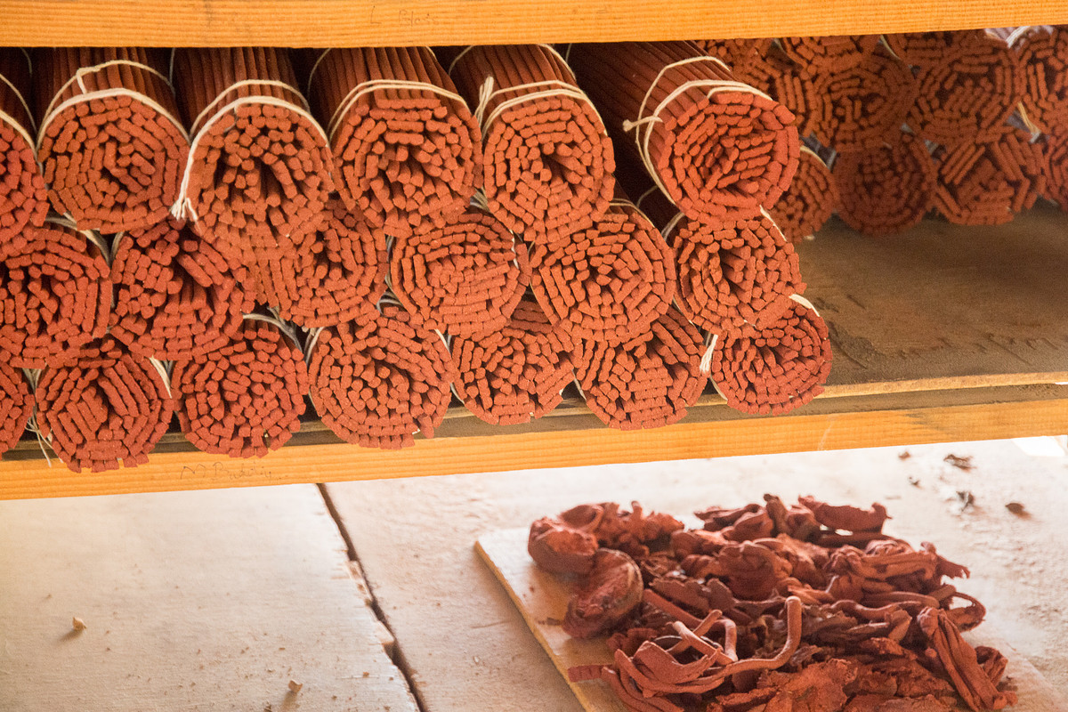 Rolls of incense at Kopan Monastery and Nunnery