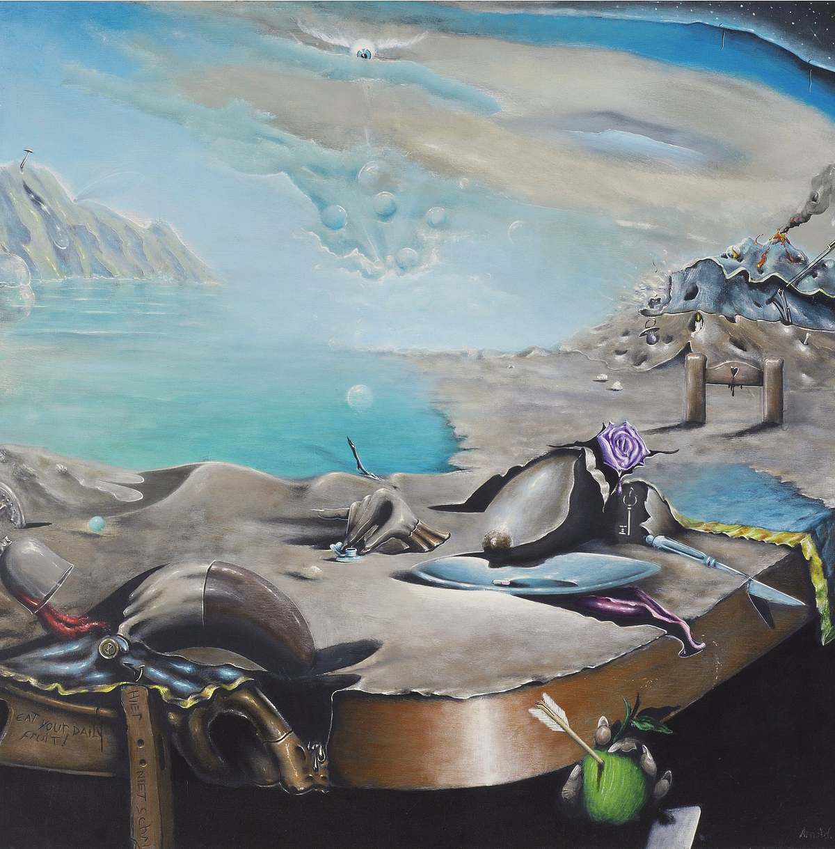 Quess who is coming for dinner &ndash; surreal painting by Dutch artist Arnold Janssen