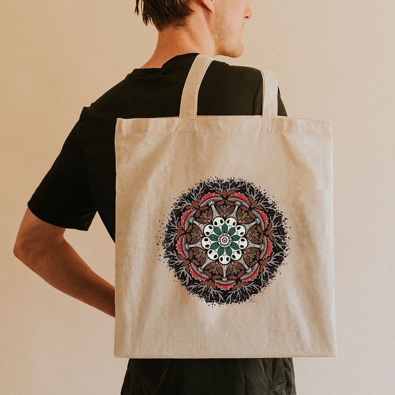 Mushroom Mandala Organic Cotton Tote Bag