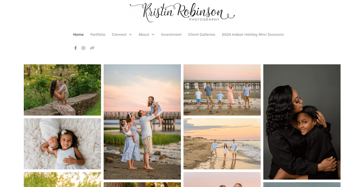 Afbeelding van de website voor huwelijksfotografie van Kristin Robinson