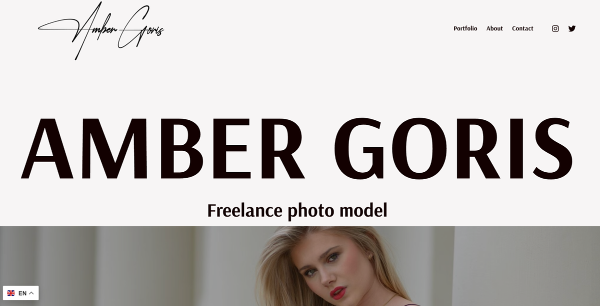 Freelance Modeling Portfolio website example