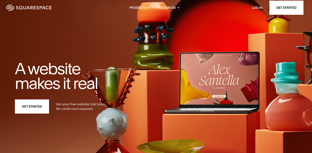 Screenshot der Squarespace-Startseite