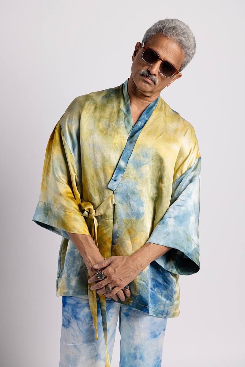 Linen Satin Kimono Jacket - Golden Hour