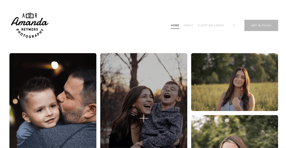 Family photography portfolio website of Amanda Reymers