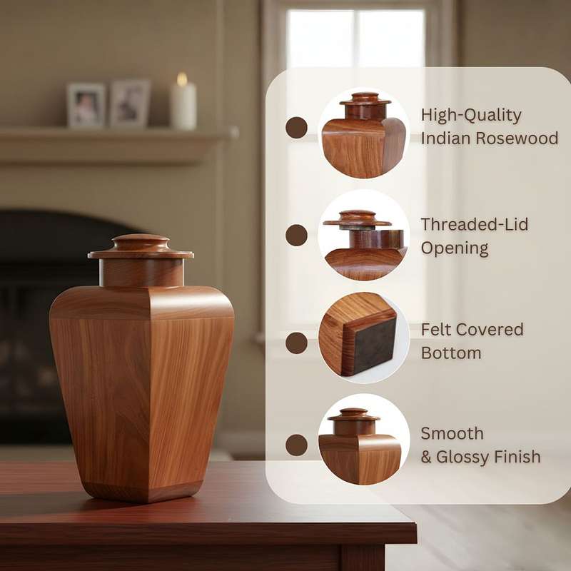 Unique Wood Urn for Human Ashes or Pet