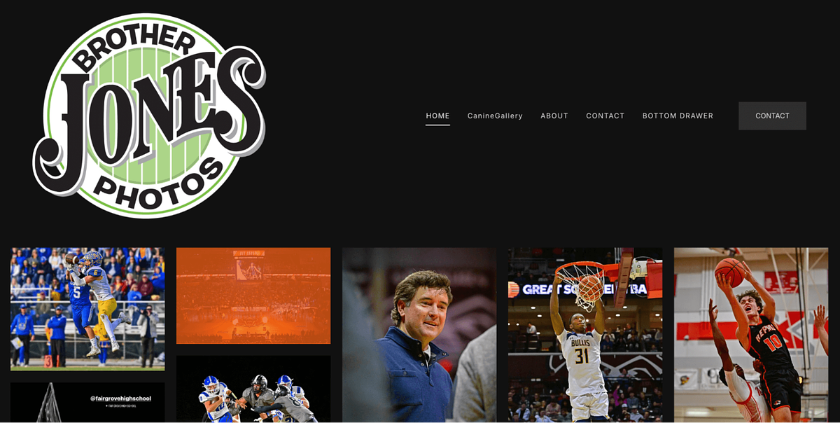 Brother Jones sports photography portfolio website