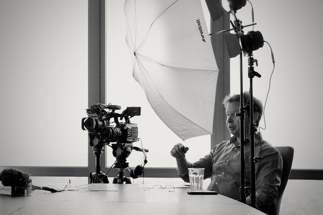 Martin Potter directing a video shoot in Amsterdam for Bain & Company