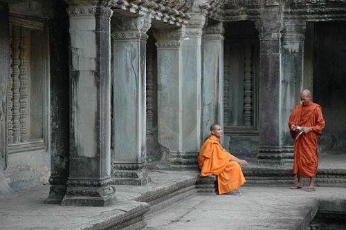 Monks at Angkor. Cambodia.