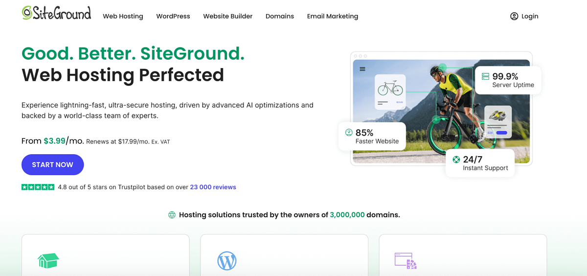 Домашняя страница SiteGround
