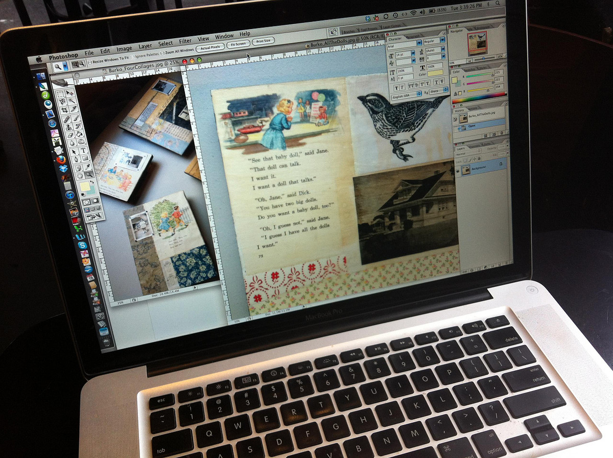 Laptop screen showing work by artist Jessica Burko