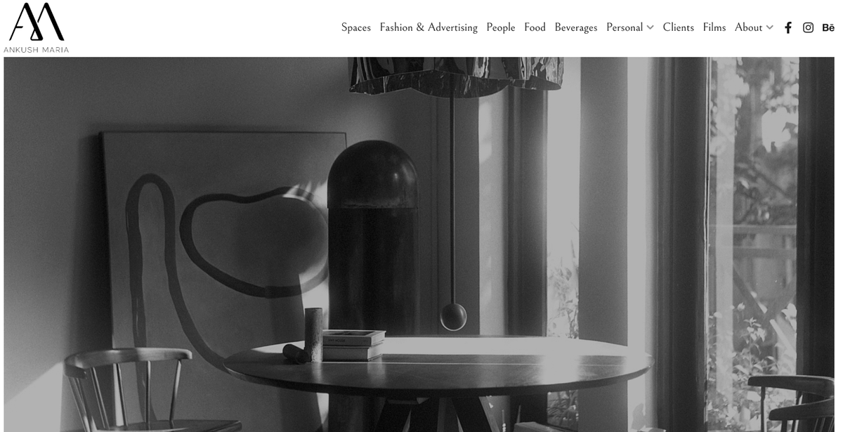 Sitio web del portafolio de moda y publicidad de Ankush Maria.