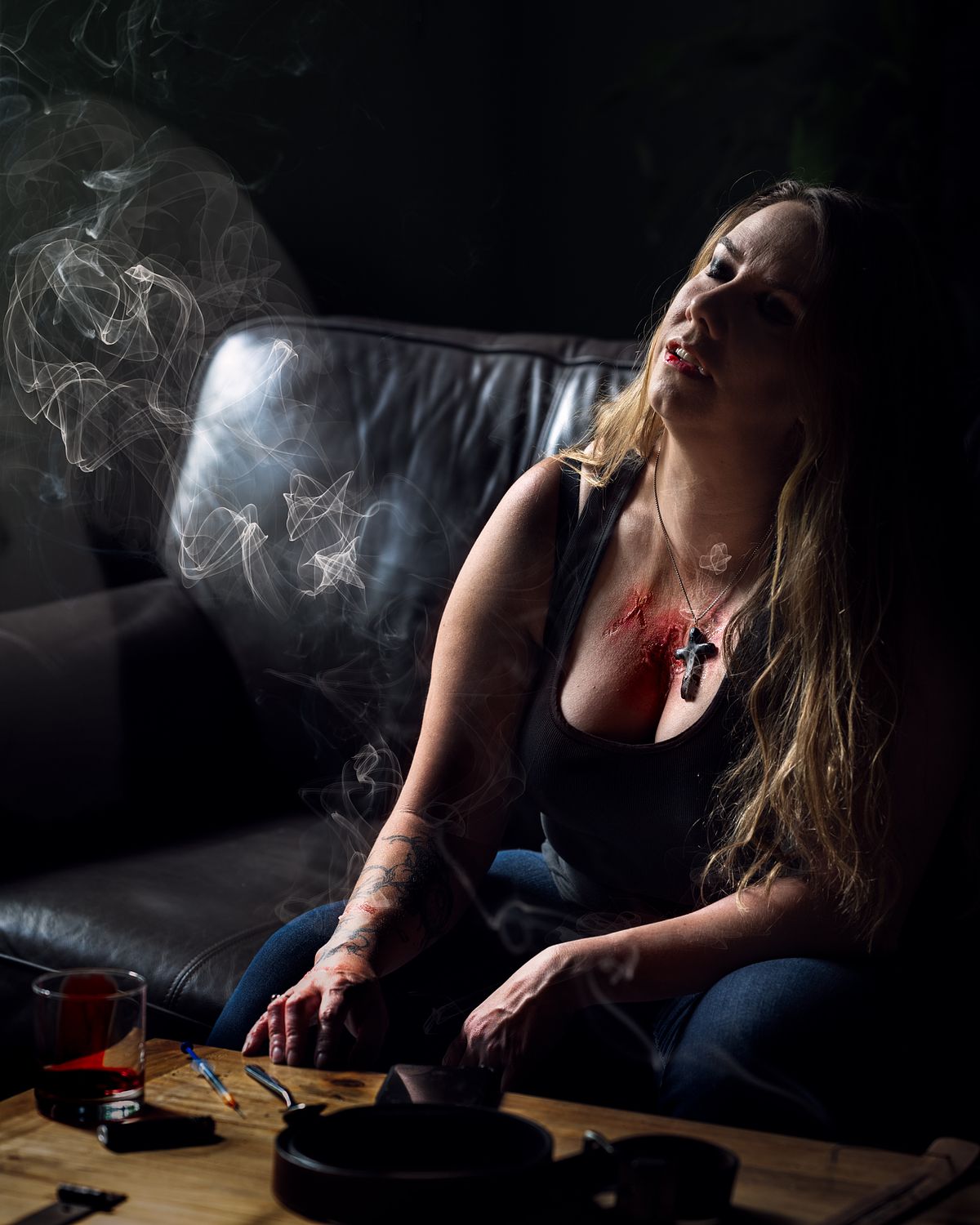 Portrait of a vampire suffering emotional grief.