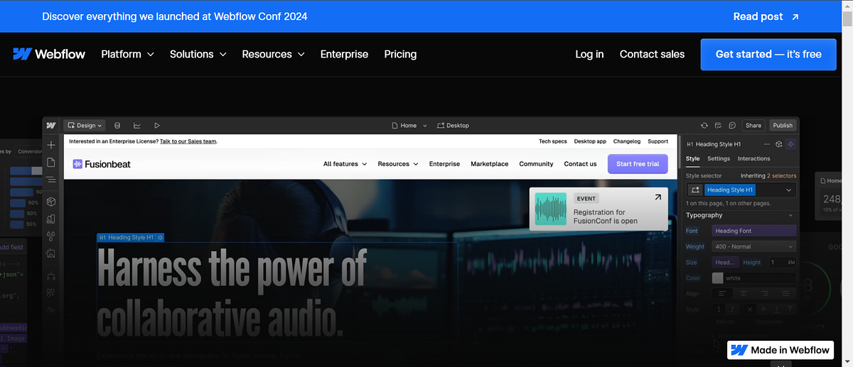 página de inicio de flujo web
