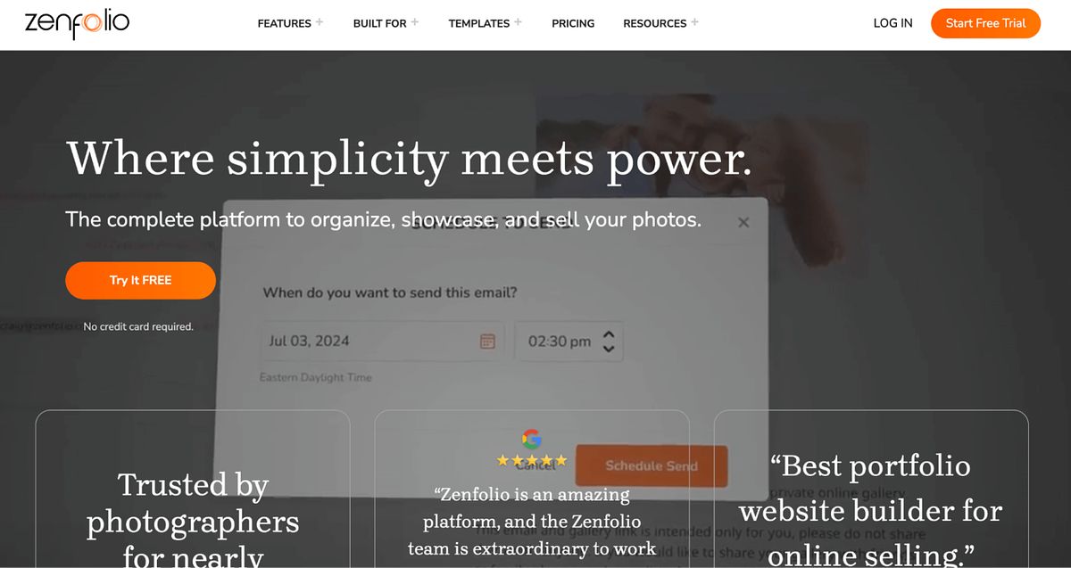 Screenshot von Zenfolio