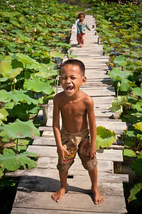 Boy and Girl at Siem Reap. Northwest Cambodia.