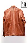 SKINS Odh : Leather Moto Jacket with Stand Collar (Cognac Brown)