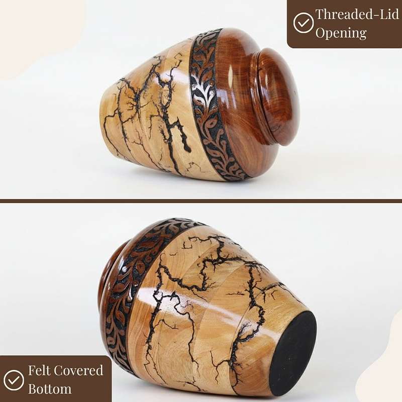 Multi Art Wood Urn – Handcrafted, Natural